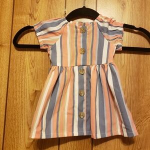 Little Lass Baby Girl stripped Print  Dress Size 6-9 m Modern Print
